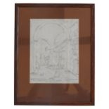 AN 18TH CENTURY VENETIAN SCENE PEN AND INK SKETCH, location inscribed along bottom edge, 28 x 21