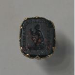 AN 19TH CENTURY INTAGLIO FOB SEAL, engraved with abolitionist image and inscribed 'Am I not a