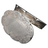 AN EARLY VICTORIAN SILVER SNUFF BOX, by Nathaniel Mills, Birmingham, 1843, the oval lobed box with