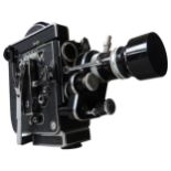 A BOLEX H8 REX 8mm REFLEX CAMERA, with a Vario Switar 36 EE zoom lens and two Macro Switar lenses