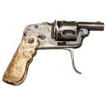 A NOVO 6.35 MM CALIBRE DOUBLE ACTION FIVE SHOT RIM FIRE REVOLVER with hinged trigger and folding