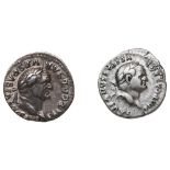 VESPASIAN (69-79) DENARIUS AR DENARIUS with winged caduceus in fine condition and a Vespasian AR