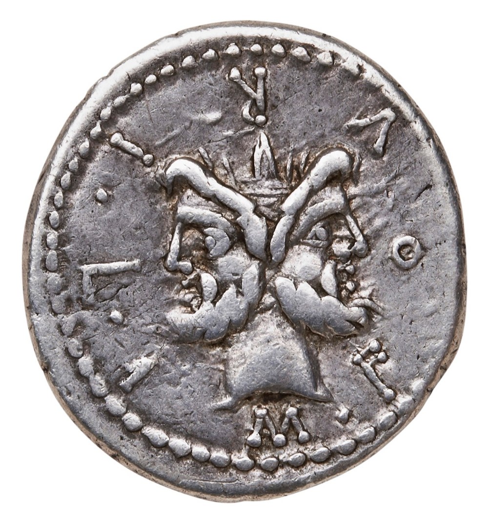 M FURIUS L.F. PHILUS AR DENARIUS Janus head and Roma standing. PROVENANCE: A Good Private Collection