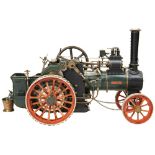 A VINTAGE ENGINEERED LIVE STEAM TRACTION ENGINE 'WEAZLE' nicely assembled with green livery. 46