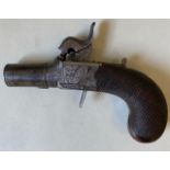 A SHORT BARRELED PERCUSSION PISTOL MARKED COLLINS LONDON with turn-off barrel, drop down trigger and