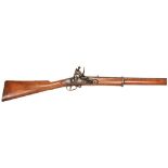 A LATE 18TH CENTURY EAST INDIA COMPANY FLINTLOCK MUSKET the barrel with Indian armoury mark, the