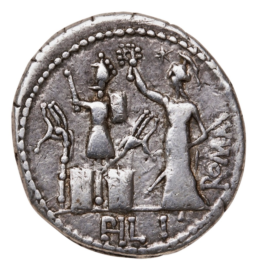 M FURIUS L.F. PHILUS AR DENARIUS Janus head and Roma standing. PROVENANCE: A Good Private Collection - Image 2 of 2