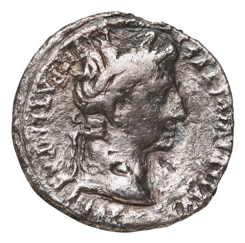 AUGUSTUS (27BC -14AD) AR DENARIUS rare twins with shields. PROVENANCE: A Good Private Collection