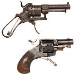 A CONTINENTAL SIX SHOT PINFIRE REVOLVER with nickel plated extractor rod trigger and