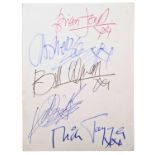 THE ROLLING STONES: A GOOD SET OF AUTOGRAPHS ON THE BACK OF A BLACK AND WHITE POSTCARD WITH A