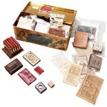 A GOOD COLLECTION OF MINIATURE BOOKS AND ALMANACS including leather bound and tooled examples, ‘