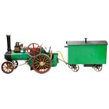 AN ENGINEERED KIT MODEL OF A LIVE STEAM TRACTION ENGINE nicely detailed with a showmans trailer