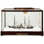 A SCRATCH BUILT MODEL OF AN ICE BOUND S.Y. NIMROD of the British Antarctic Expedition 1907-09 with a