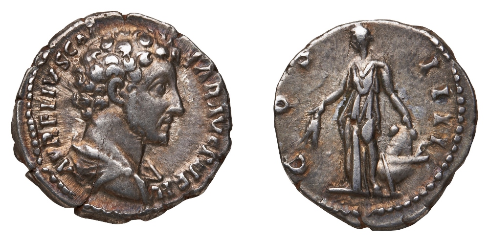 MARCUS AURELIUS (161-180) BARE HEAD AR DENARIUS, crisp and another AR denarius with Antoninus in