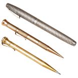 A SAMPSON MORDAN 9CT GOLD PROPELLING PENCIL, an Eversharp gold filled propelling pencil and a