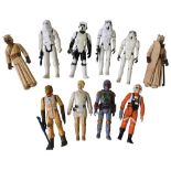 A GROUP OF TEN STAR WARS FIGURES INCLUDING BOBA FETT two Tusken Raiders, X-Wing Pilot with gun, Luke