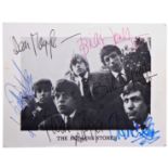 THE ROLLING STONES: A GOOD SET OF AUTOGRAPHS ON A BLACK AND WHITE POSTCARD WITH A PORTRAIT OF ALL