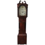 A 19TH CENTURY MAHOGANY LONG CASE CLOCK, the painted face signed G Lewton, Kingswood, the inlaid
