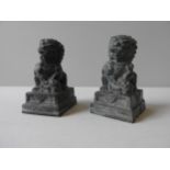 TWO CHINESE CAST BRONZE GUARDIAN LION FIGURES, 20th century, each 12 cm high