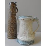A MERKELBACH 'LORD'S PRAYER' STEIN AND A BURLEIGH COMMEMORATIVE WATER JUG, depicting the