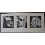 SIAN EDWARDS, 'HEAR NO EVIL, SEE NO EVIL, SPEAK NO EVIL', LITHOGRAPH, 113 x 49 cm