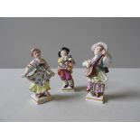 THREE 19TH CENTURY MEISSEN FIGURES, depicting piper, dancing girl and musician