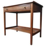 A 19TH CENTURY MAHOGANY CONSOLE TABLE, a galleried top with single frieze drawer, the four tapered