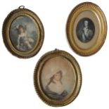 A 19TH CENTURY OVAL PORTRAIT LITHOGRAPH OF LADY CAROLINE RICKETS, and two other 19th century oval