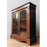 A 19TH CENTURY WALNUT PIER CABINET, with string inlay decoration to the frieze, side panels and