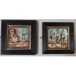 TWO JOHN MOYR FOR MINTON CERAMIC TILES, circa 1870, depicting 'Giant Pope' and 'Lot's Wife', on a