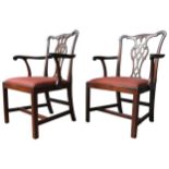 A SET OF EIGHT 19TH CENTURY MAHOGANY DINING CHAIRS, including two carver chairs, in the