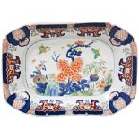 CHINESE EXPORT RECTANGULAR DISH QING DYNASTY decorated with a verdant blossoming rocky outcrop 36.