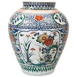 LARGE JAPANESE 'KAKIEMON' JAR 20TH CENTURY the baluster sides decorated in coloured enamels with