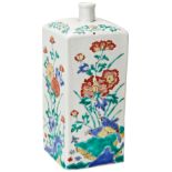 JAPANESE 'KAKIEMON' SAKI BOTTLE 19TH / 20TH CENTURY  the square sides painted in coloured enamels