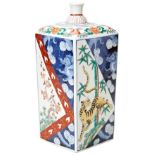 JAPANESE 'KAKIEMON' SAKI BOTTLE 19TH / 20TH CENTURY the square sides painted panels depicting tigers