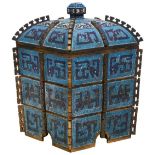 ARCHAISTIC CLOISONNE FOUR-TIERED SQUARE BOX AND COVER QING DYNASTY (1644-1912) the sides decorated
