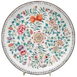 LARGE CANTON ENAMEL DISH QING DYNASTY, 18TH CENTURY decorated with brightly coloured enamels with