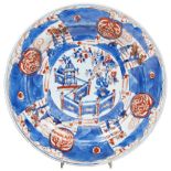 CHINESE EXPORT IMARI CHARGER KANGXI PERIOD (1662-1722) centrally decorated with a pagoda and