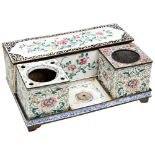 CANTON ENAMEL DESK SET QIANLONG PERIOD (1736-1795) of rectangular form, decorated throughout with