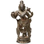 A BRONZE FIGURE OF KRISHNA THE GOD OF LOVE IN VENUGOPALA FORM, 16TH/17TH CENTURY depicted in typical