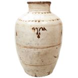 LARGE CIZHOU SLIP-GLAZED POTTERY WINE JAR  LATE MING DYNASTY the short neck and the rolled rim