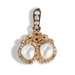A 19TH CENTURY HALF PEARL AND DIAMOND PENDANT CIRCA 1830 the two pear shaped half pearls within