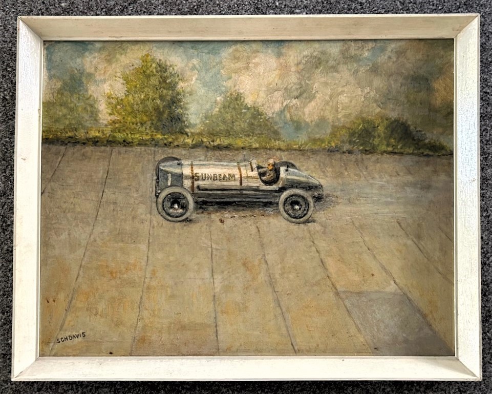 THE "350" SUNBEAM, ORIGINAL OIL PAINTING BY S.C.H. "SAMMY" DAVIS Depicting, the Sunbeam racing car