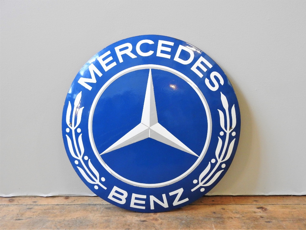 1960s MERCEDES-BENZ ROUND ENAMEL SIGN - 60CM Period dealership item, in excellent condition with