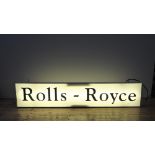 1960s ROLLS-ROYCE ILLUMINATED SHOWROOM SIGN Hanging sign with working lamp, glass sides within metal