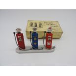 BRITAINS DIECAST PETROL PUMP SET A set of three diecast petrol pumps, featuring Esso, Fina and