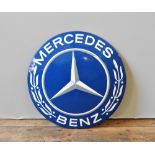 1960s MERCEDES-BENZ ROUND ENAMEL SIGN 40CM Original period Mercedes-Benz dealership item from the