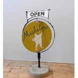 MICHELIN GARAGE FORECOURT "OPEN/CLOSED" REVOLVING DOUBLE-SIDED SIGN Period item in well preserved