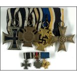 Medal clasp with 4 x awards, Iron Cross 1914 2. Class, cross of honor for front-line soldier with