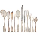 Timeless silver cutlery for twelve persons of the company Bruckmann & sons, Heilbronn, composed